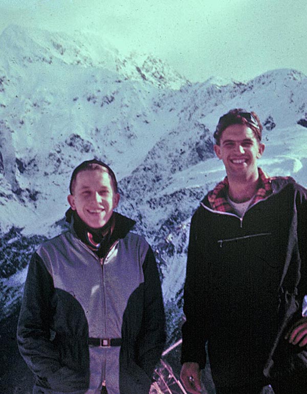 Winter 1957: Stu Pearce and Alan Papesch on our magic ski tour near Arthurs Pass