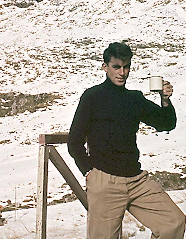 Winter 1957: Pete Blackgrove on our magic ski tour near Arthurs Pass