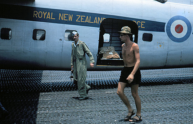 1965:  Frank Roach back from a Supply Drop mission over the Sarawak jungle.