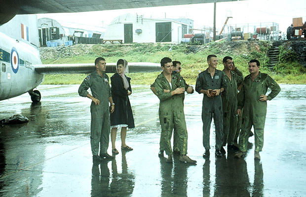 1967: 41 Squadron crew at Kadena USAFB in Okinawa. Dave Geddes & John Cotton.