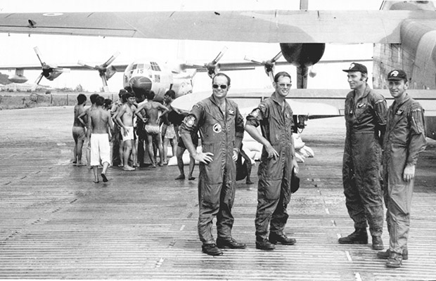 1975: A 41 Sqn crew at An Toi: Monti, Barson, Brumfield and White