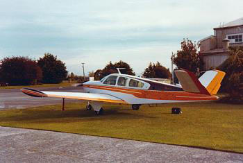 The Bonanza V35 back home on terra firma in Hamilton, New Zealand.